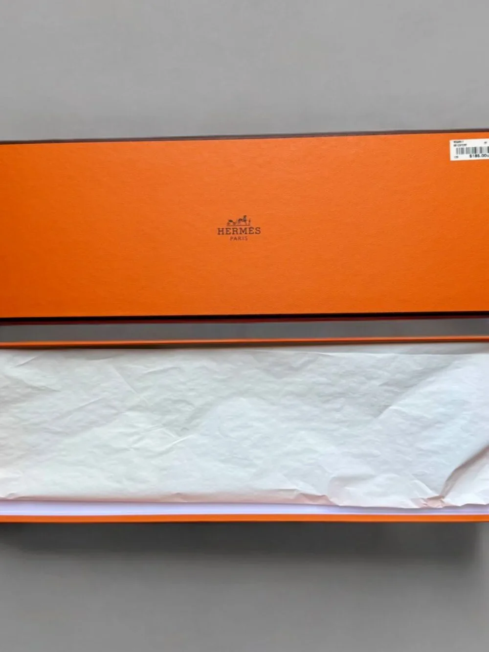 Hermes Orange Long Empty Tie Gift Box 14.75" x 5" x 1" - Picture 2 of 3